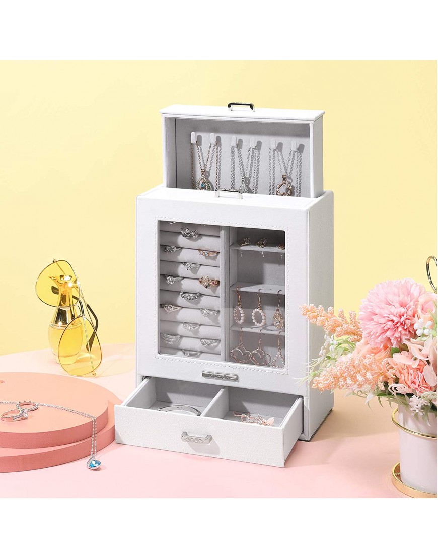 Homde Jewelry Organizer Girls Women Jewelry Box for Necklaces Rings Earrings Gift Jewelry Storage Case Porcelain Pattern Series White