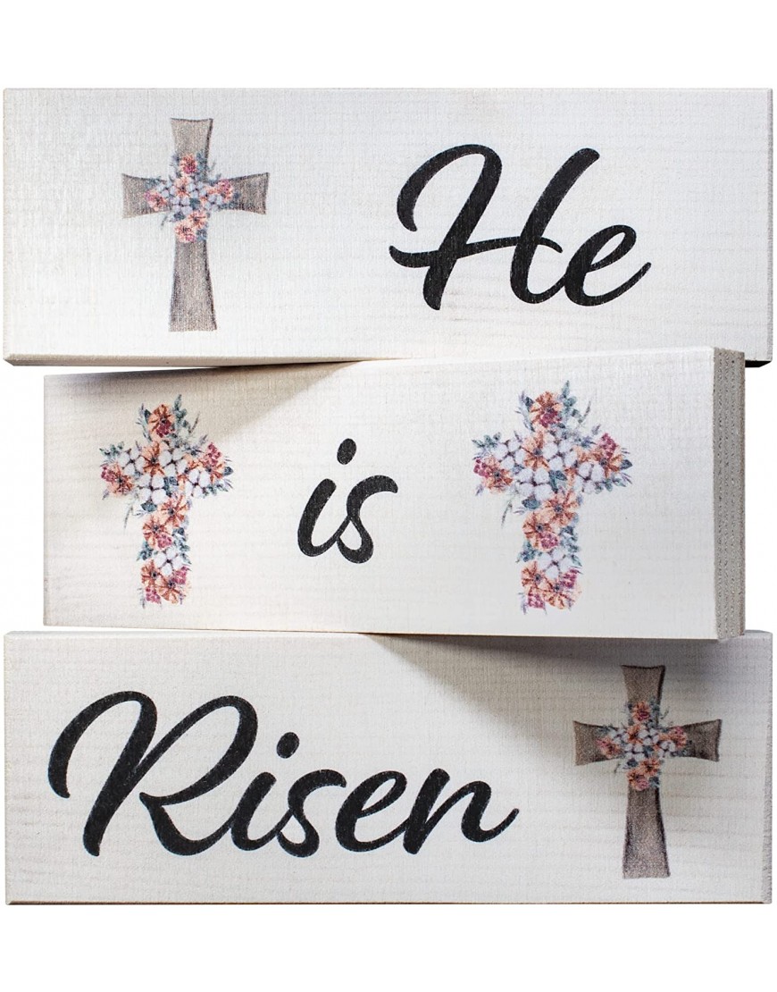JennyGems He Is Risen Easter Decor Tiered Tray and Tabletop Easter Decorations Christian Easter Made in USA