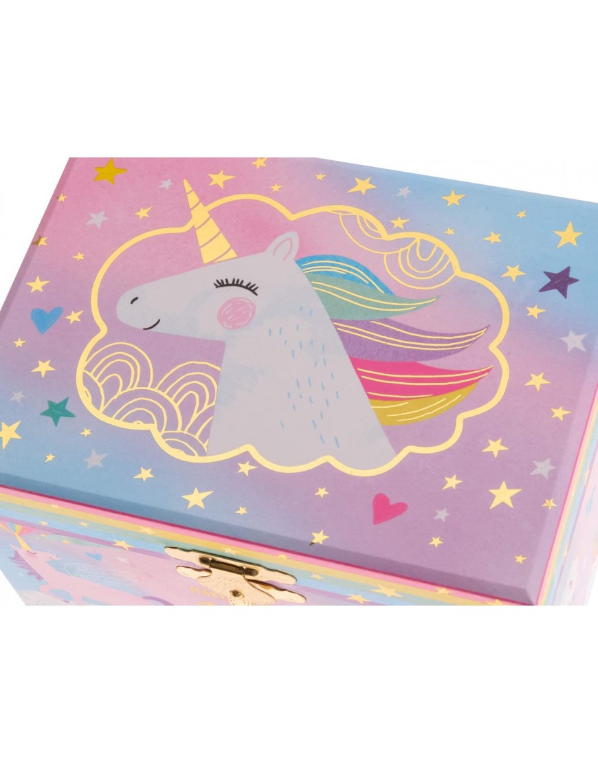 Jewelkeeper Girl's Musical Jewelry Storage Box with Spinning Unicorn Cotton Candy Unicorn Design Over the Rainbow Tune