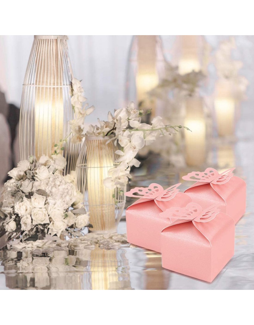 Kslong 50pcs Pink Butterfly Favor Boxes Girl Baby Shower Butterfly Candy Box Decoration Party Wedding Birthday Small Butterfly Gift BoxesPink