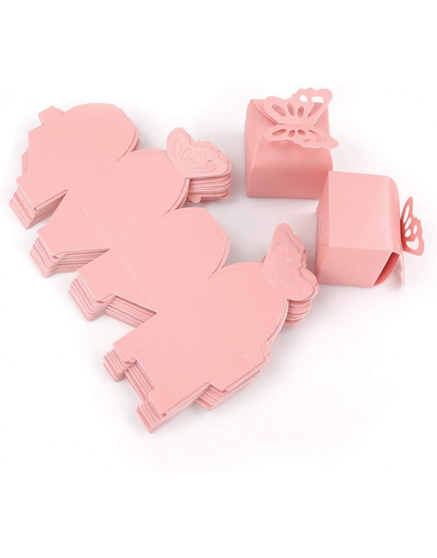 Kslong 50pcs Pink Butterfly Favor Boxes Girl Baby Shower Butterfly Candy Box Decoration Party Wedding Birthday Small Butterfly Gift BoxesPink