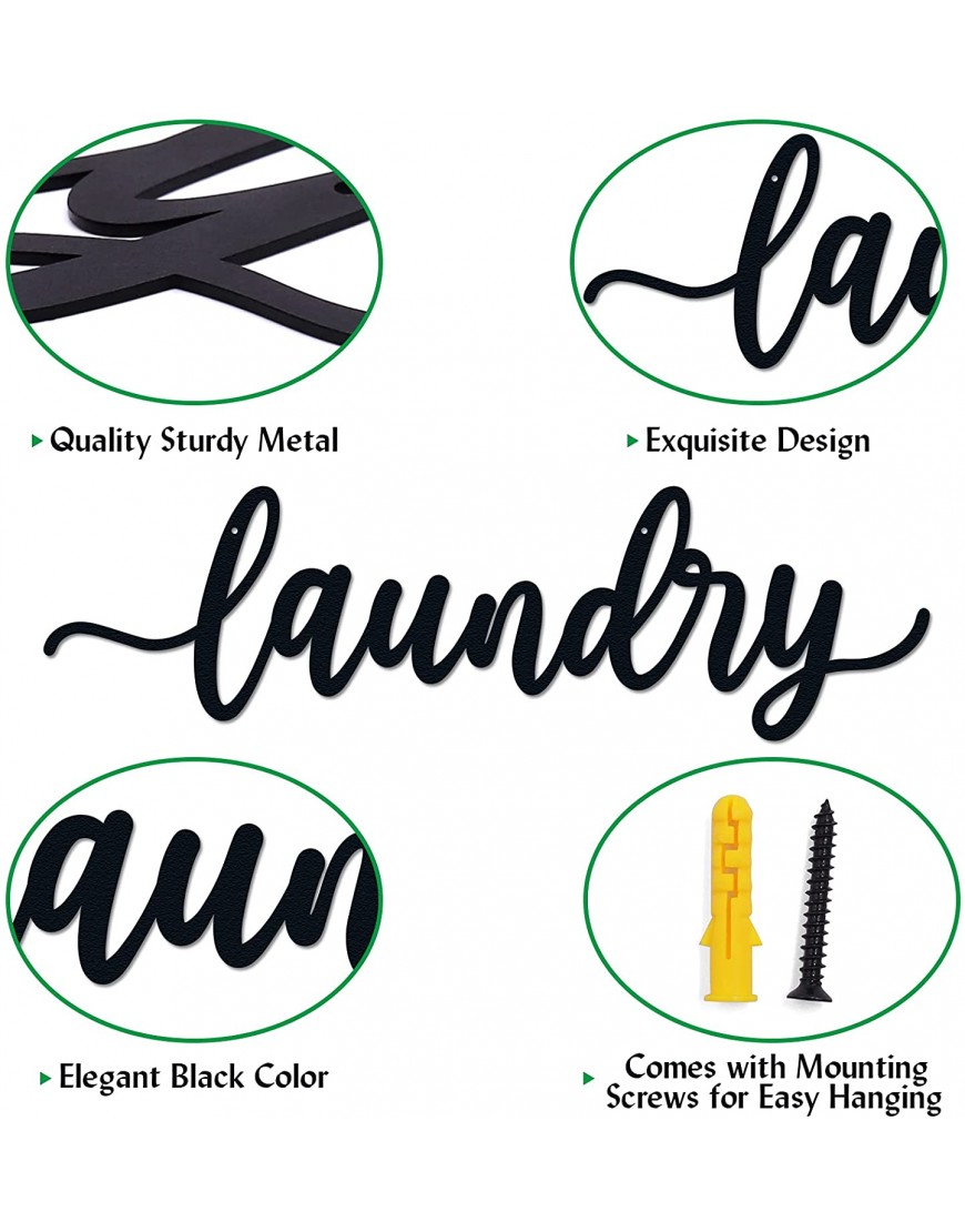 Laundry Room Décor Metal Wall Art Backdrop Decoration Rustic Laundry Room Signs Hanging Decor Black Handwritten Font Gift Ideas 4.8 X 16.9 Inches