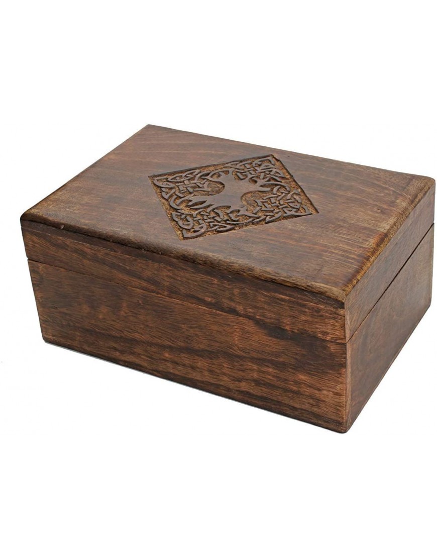 NIRMAN Handmade Wooden Jewellery Trinket Box Keepsake Storage Organizer with Hand Carved Celtic Design