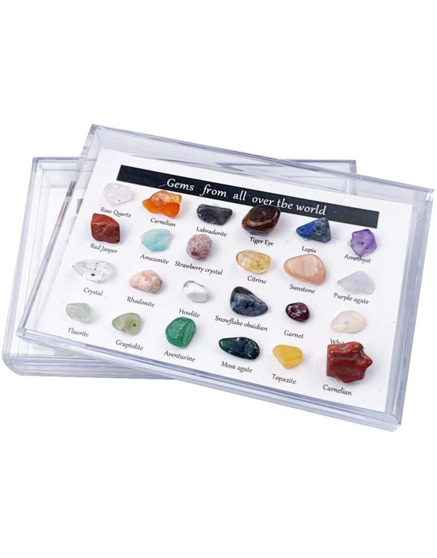 Original Stone Storage Gift Box Natural Crystal A-gate gem 24 Kinds of ore Samples