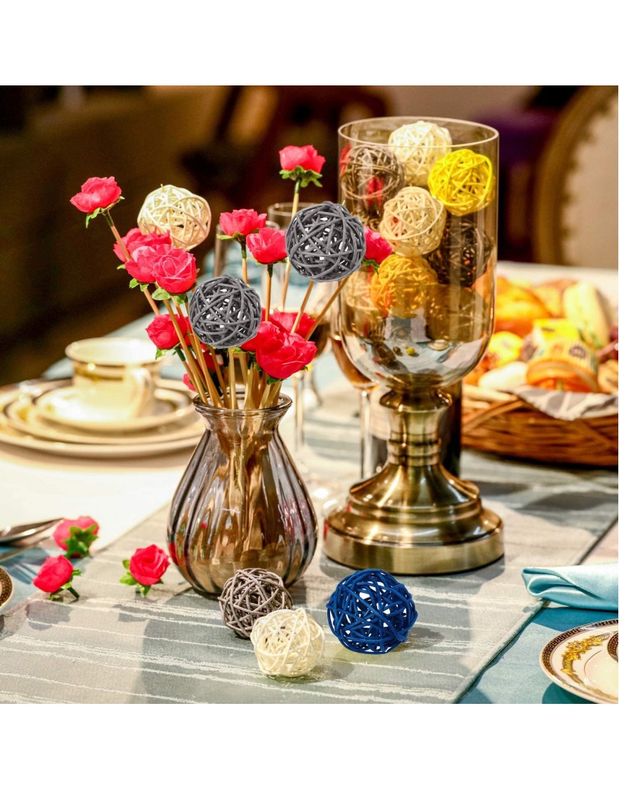 Pemalin 15pcs Big Wicker Rattan Balls -Mixed 3 Colors Decorative Balls for Bowls Vase Filler Coffee Table Decor Wedding Party Centerpieces Confetti