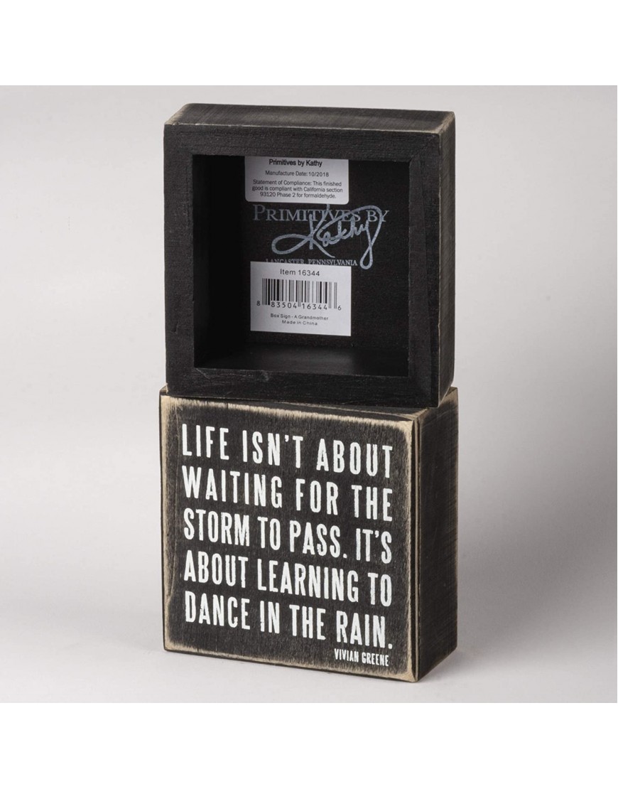Primitives by Kathy 16336 Classic Box Sign 4 x 4-Inches Dance In The Rain