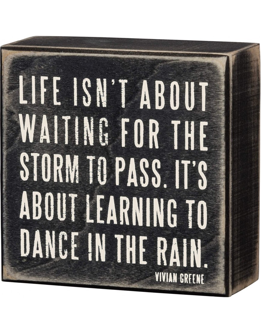 Primitives by Kathy 16336 Classic Box Sign 4 x 4-Inches Dance In The Rain