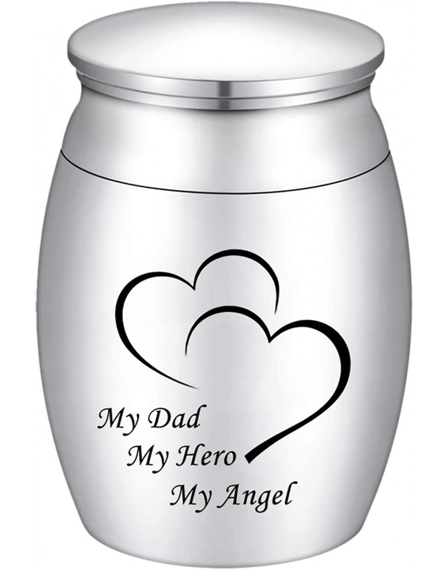 Small Cremation Keepsake Urns for Human Ashes Mini Cremation Urn Small Funeral Urns for Ashes Stainless Steel Cremation Funeral Urn-My Dad My Hero My Angel