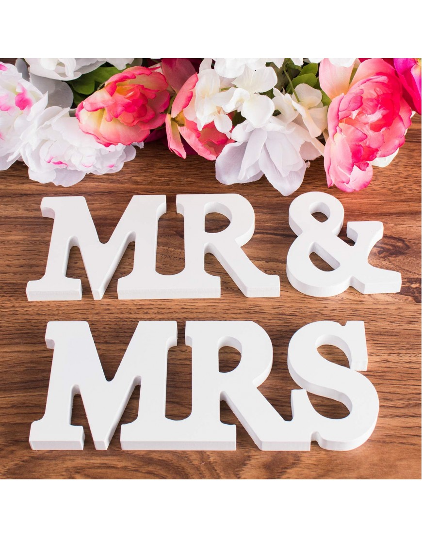 Super Z Outlet White Wooden Mr and Mrs Signs Wedding Present for Party Table Top Dinner Decoration Display Stand Figures Home Wall