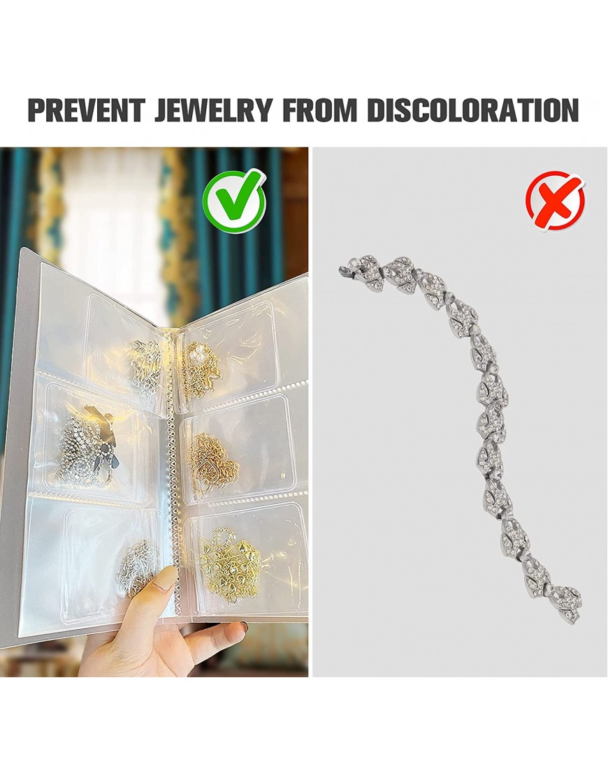 Transparent Jewelry Storage Book Jewelry Storage Albumwith 50 Zipper Bag Portable Travel Jewelry Organizer Storage Book for Rings Necklace Bracelets Stud and Earrings 160 Grids + 50 Thicken PVC Bags