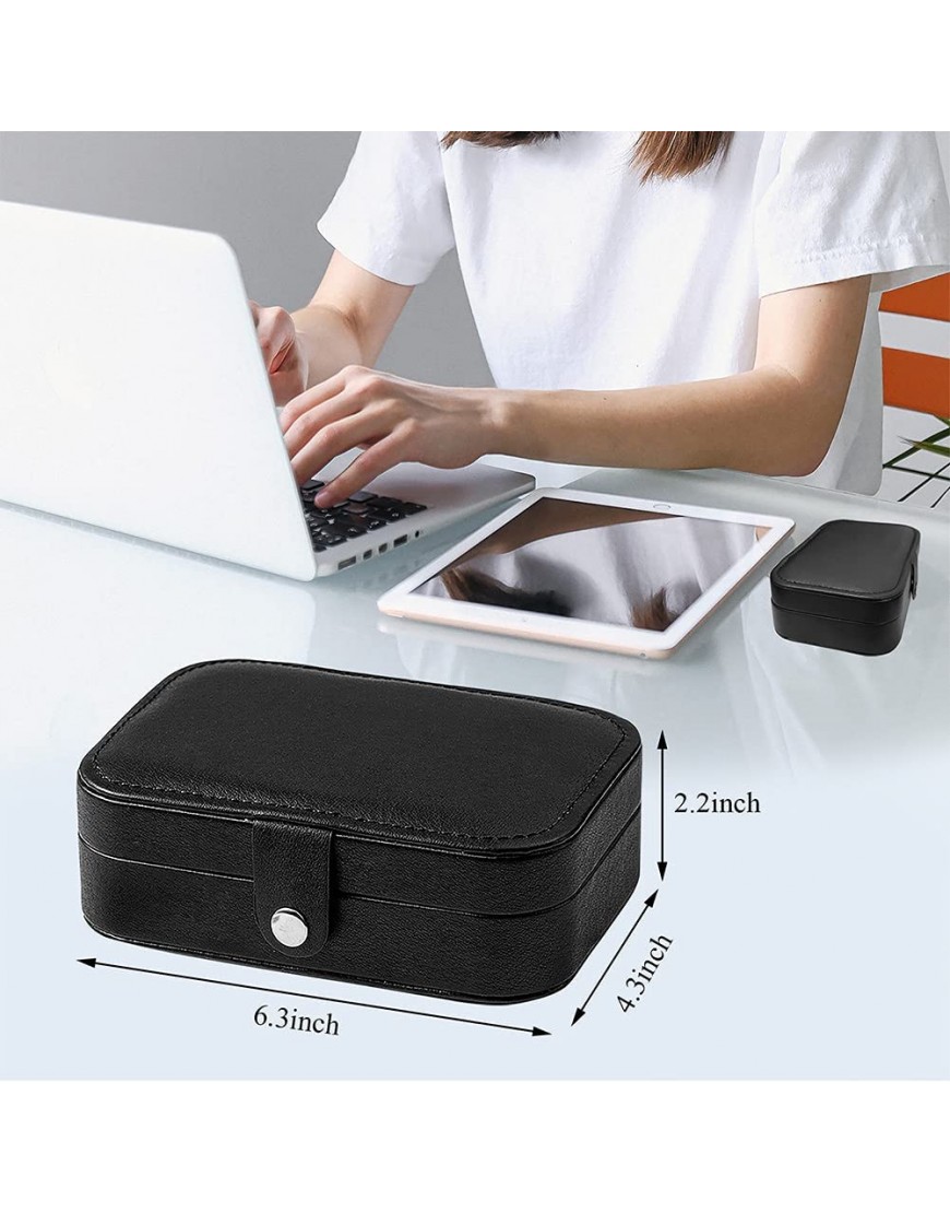 Travel Jewelry Box PU Leather Small Jewelry Organizer for Women Girls Double Layer Portable Mini Travel Case Display Storage Holder Boxes for Stud Earrings Rings Necklaces Bracelets Black