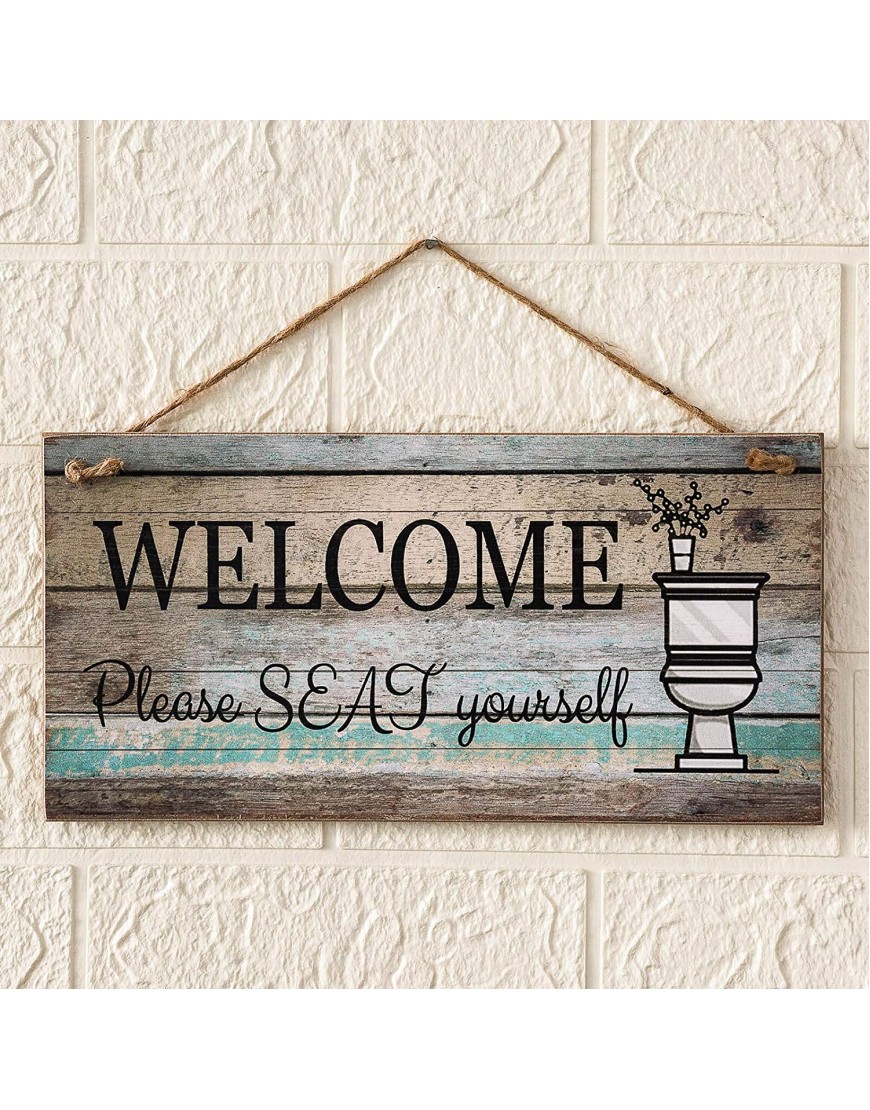 Yankario Funny Wall Décor Sign for Bathroom Farmhouse Rustic Bathroom Wall Art Pictures Decoration 12×6 Please Seat Yourself Wood Plaque