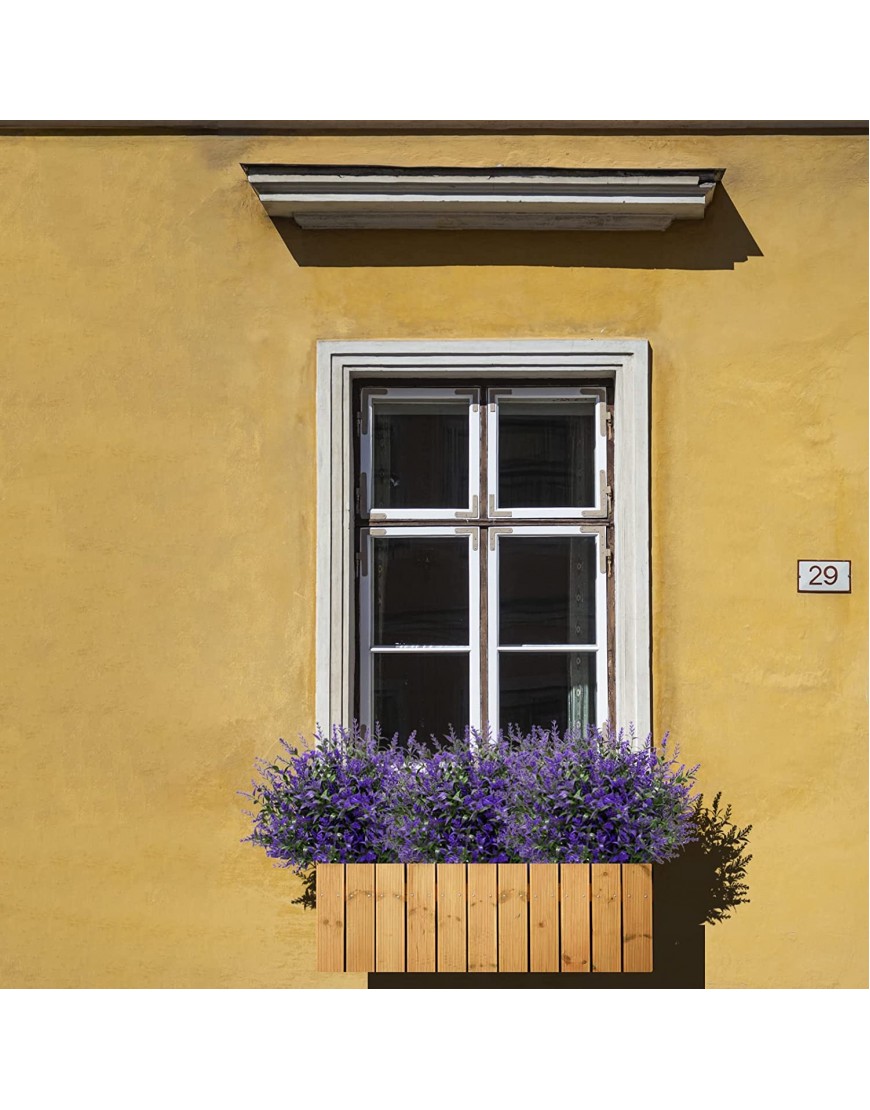 15 Bundles Artificial Lavender Flowers Outdoor Plants UV Resistant Plastic Faux Shrubs Garden Porch Window Box DecorPurple