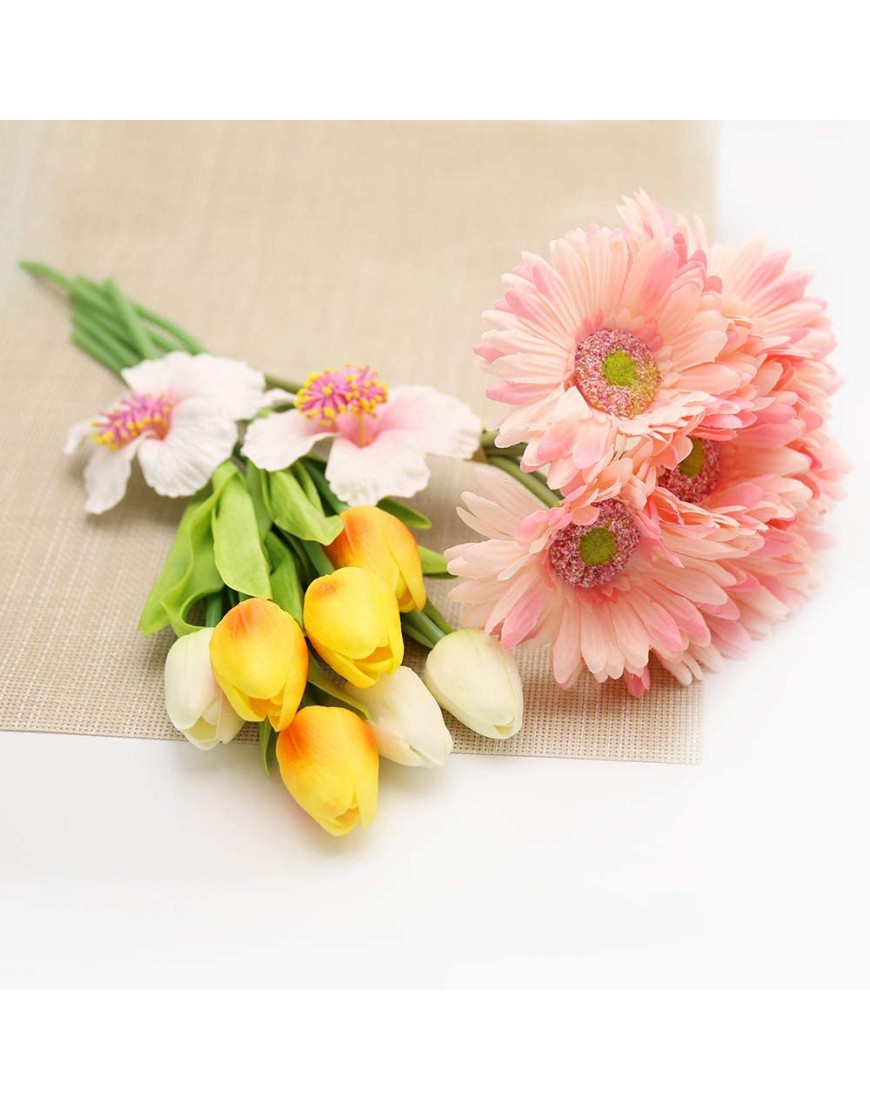 28 Pcs Multicolor Tulips Artificial Flowers Faux Tulip Stems Real Feel PU Tulips for Easter Spring Wreath Wedding Bouquet Centerpiece Floral Arrangement Cemetery Table Décor 14 Tall