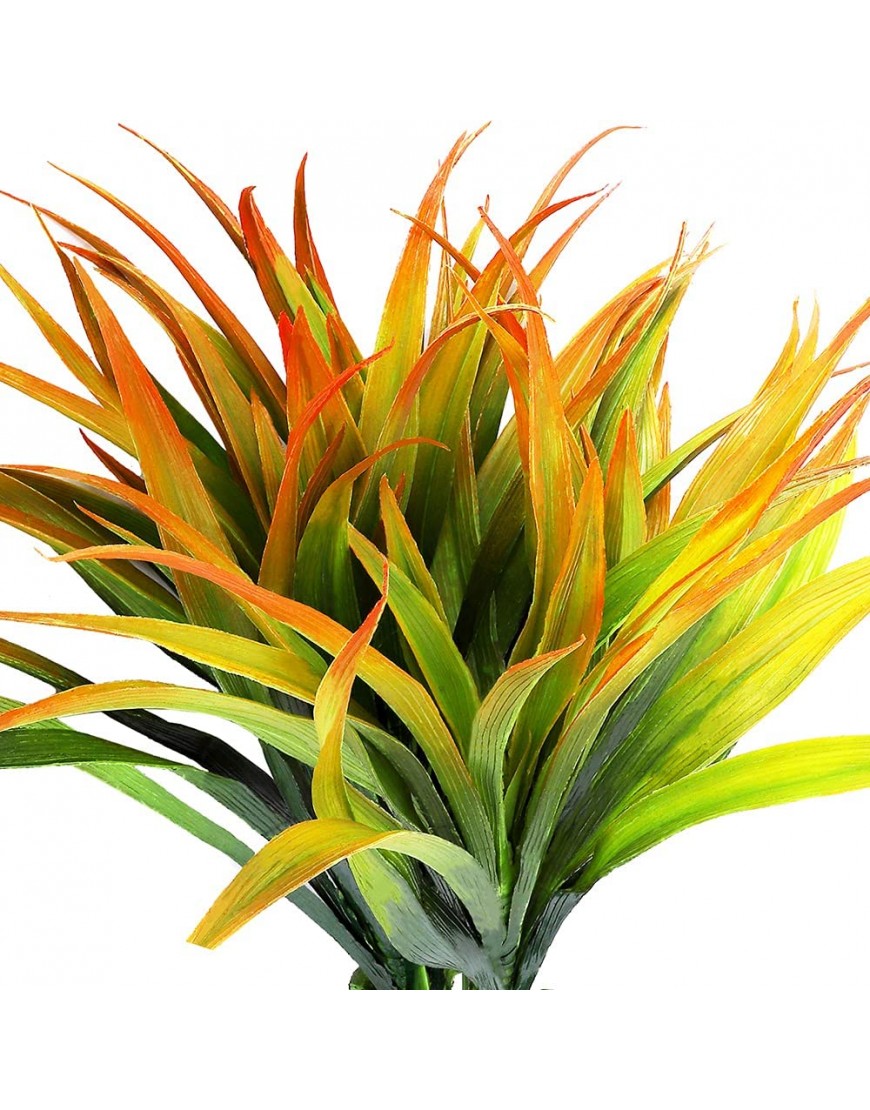 4pcs Artificial Fake Grass Plants Faux Fake Grasses Plastic Plant Greenery Orange and Green
