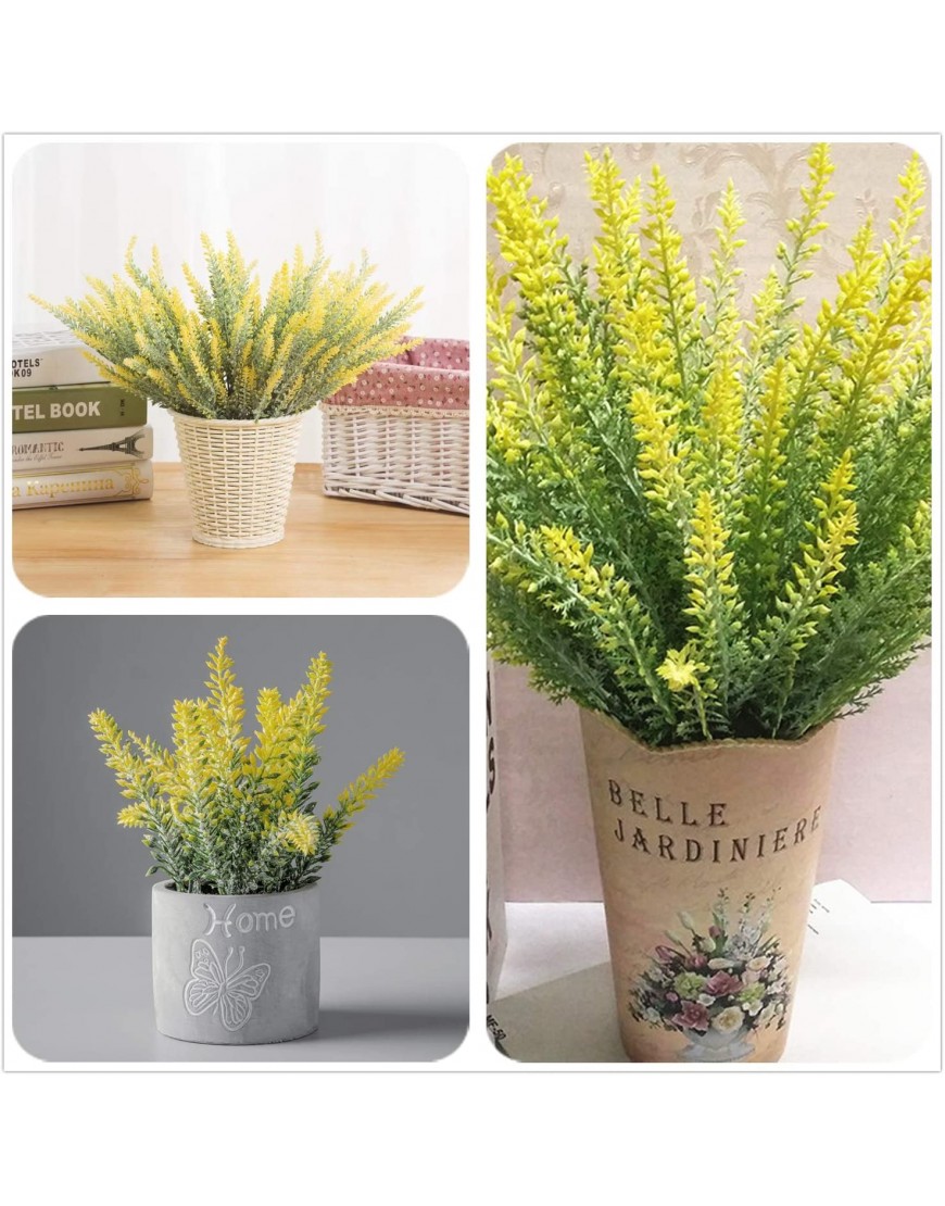 Artificial Flowers Lavender Fake Flowers for Decoration Faux Flower Plants Plastic Greenery Decorations for Outdoor Garden Outdoors Home Art Floral Arrangements Wedding DIY Bouquet Yellow 4 Pack