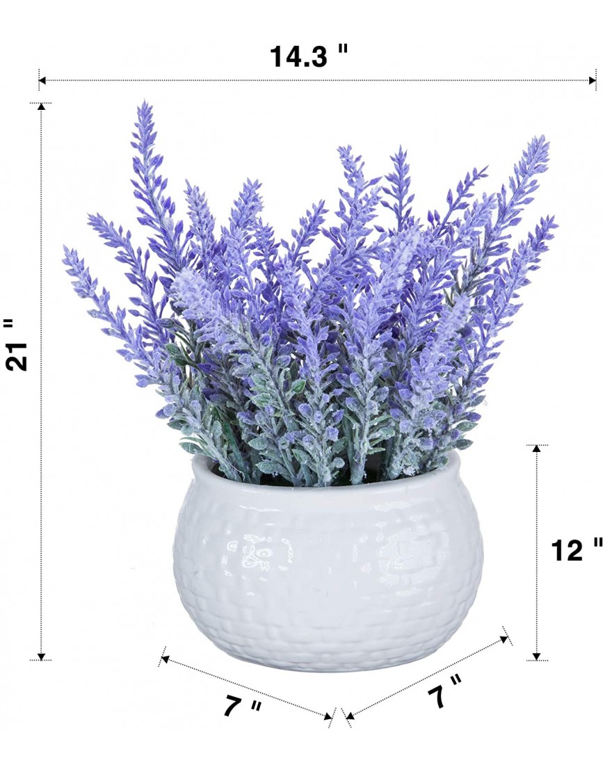 Artificial Mini Potted Flowers Plant Lavender for Home Decor Party Wedding Garden Office Patio Decoration Ceramics 2set