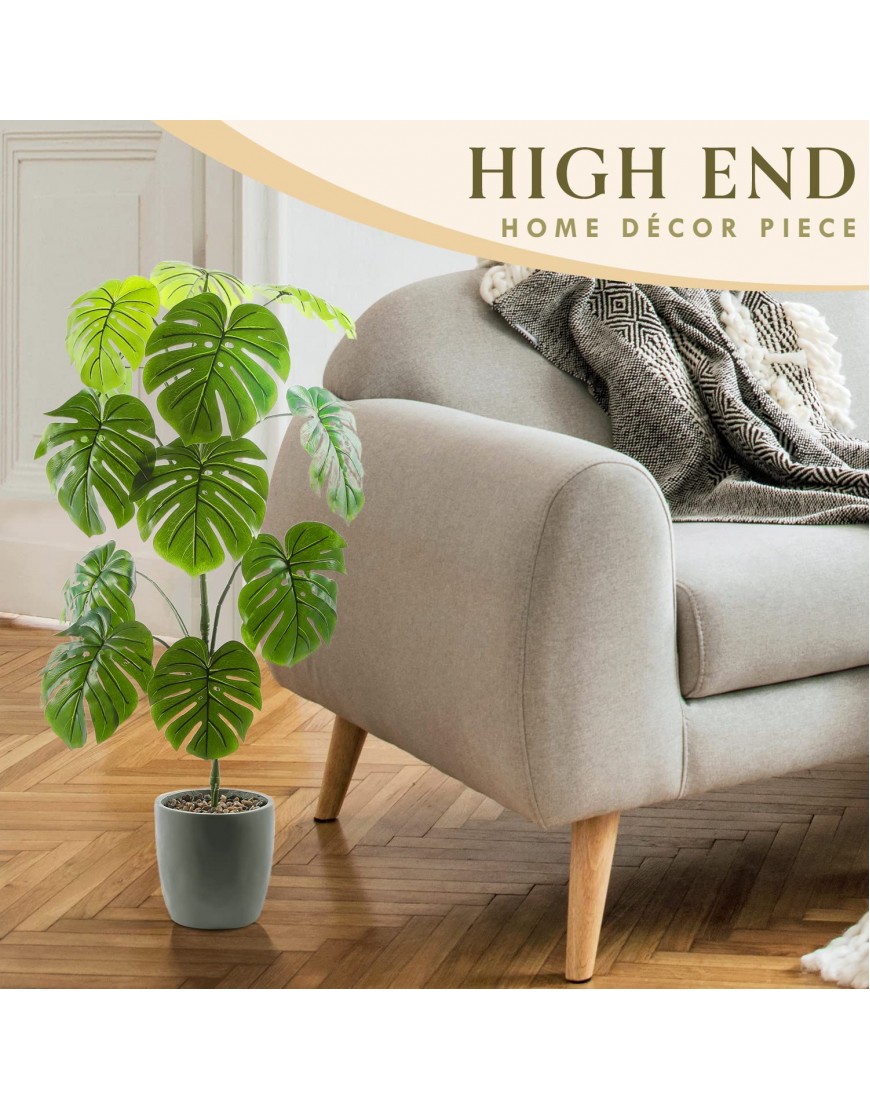 Artificial Monstera Plant with Pot Artificial Plants for Home Decor Indoor Faux Plants Fake Plant Decor Large Fake Plant Artificial Plants Indoor Tall Plants for Living Room Decor 4 Feet