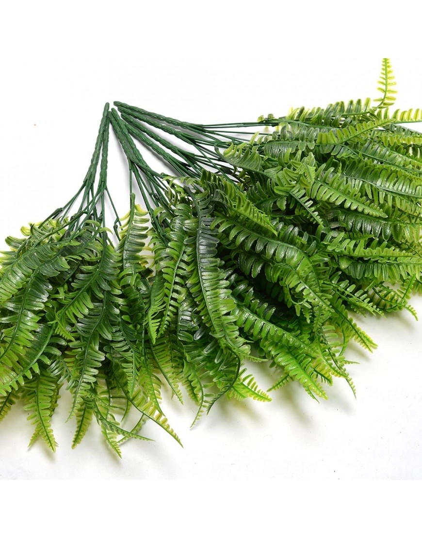 Artificial Outdoor Plants 8pcs Artificial Ferns for Outdoors Fake Fern Faux Boston Fern Greenery UV Resistant Plastic Plant