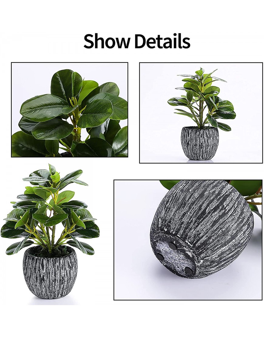 Artificial Potted Plant Real Touch Artificial Oak Leaves Waterproof Fake Plants Indoor Outdoor Eco Friendly Modern Concrete Greenery Plant Pots for Office Home Kitchen Shelf Farmhouse Decor