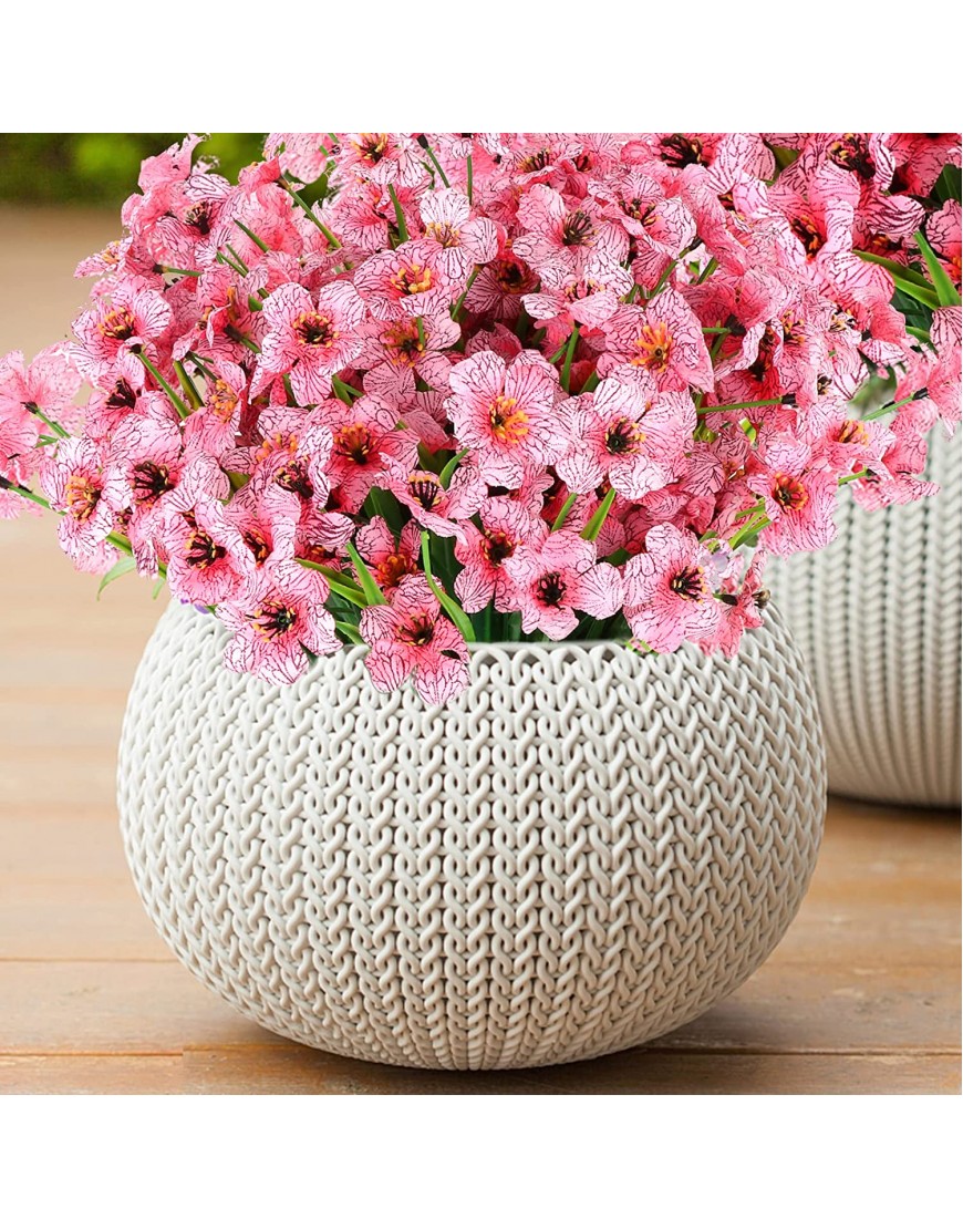 Avicill Artificial Flowers Outdoor 6 Bundles UV Resistant Fake Flowers for Outside No Fade Faux Plastic Greenery Shrubs Garden Porch Window Box Decorating Pink
