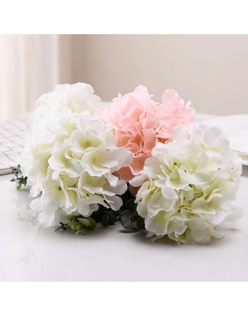 Aviviho White Hydrangea Silk Flowers Heads Pack of 10 Ivory White Full Hydrangea Flowers Artificial with Stems for Wedding Home Party Shop Baby Shower Decor