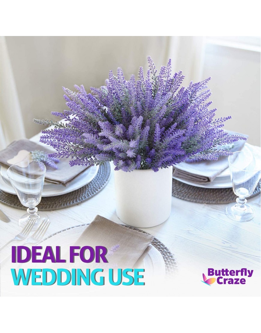 Butterfly Craze Artificial Lavender Plant 4-Piece Bundle – Nearly Natural Faux Silk Flowers for Weddings Crafting Kitchen Decor or Rustic Home Decor – Indoor Outdoor Use