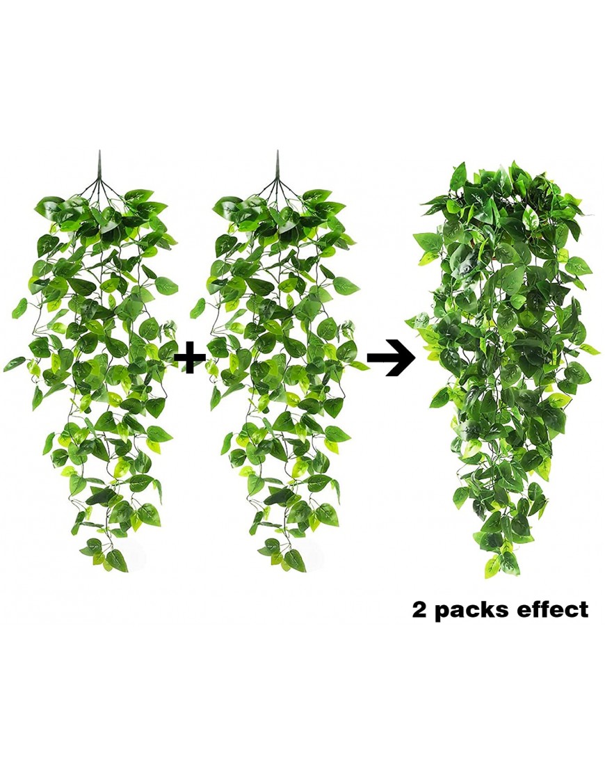 CEWOR 2pcs Artificial Hanging Plants 3.6ft Fake Ivy Vine Fake Ivy Leaves for Wall House Room Patio Indoor Outdoor Decor No Baskets