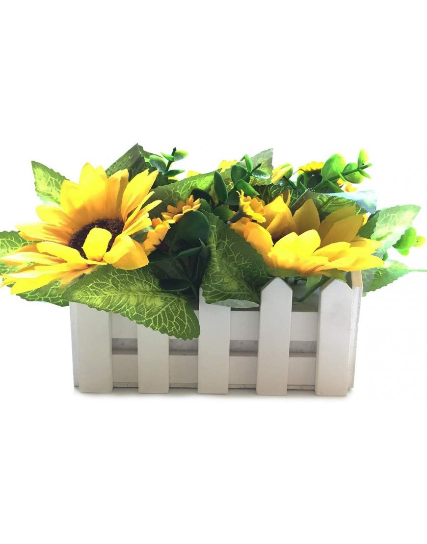 Charmly Artificial Sunflower Fake Sunflower Fence Set Artificial Flower Pot Potted Plants for Home Wedding Party Decor Long 6.3 Fence