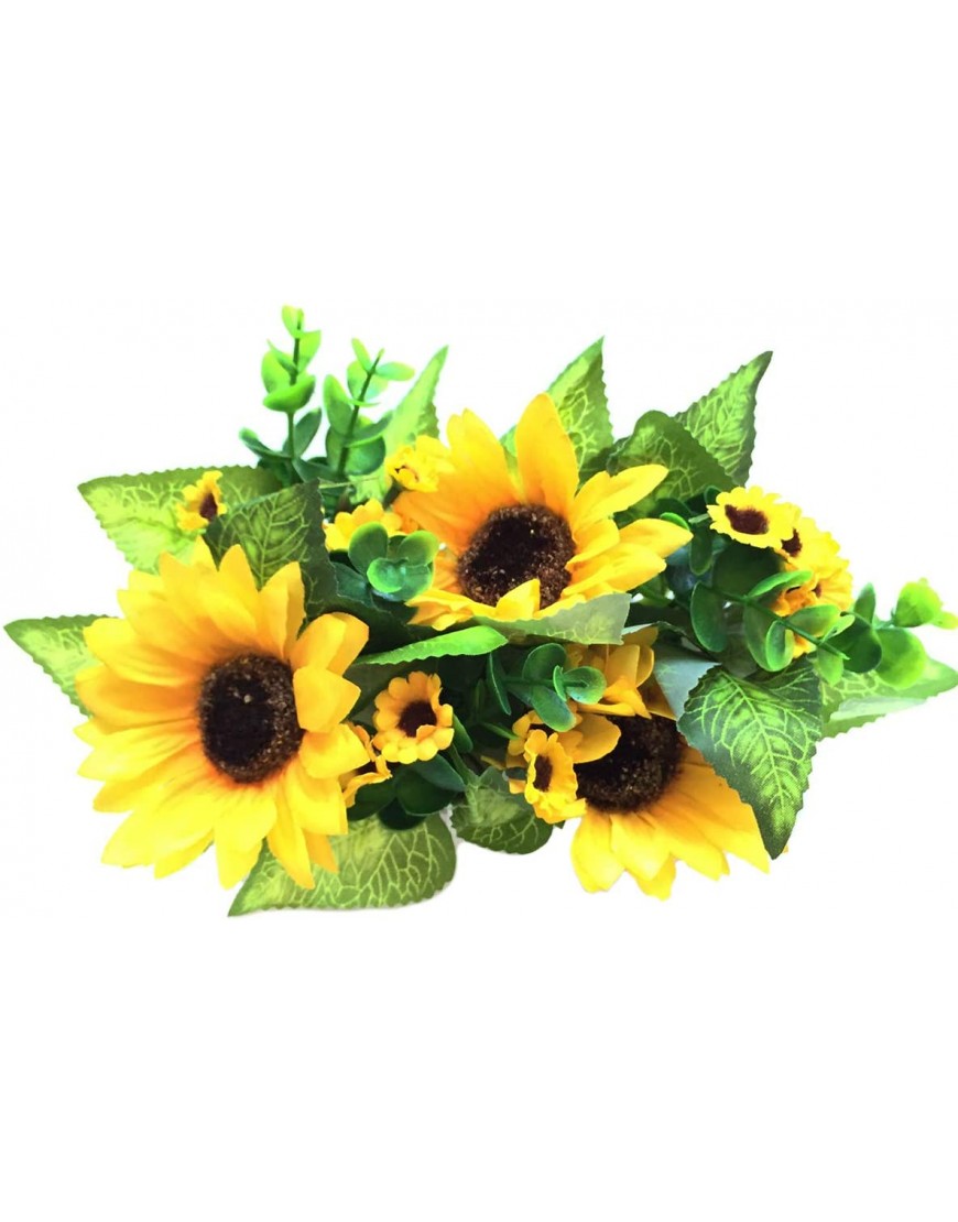 Charmly Artificial Sunflower Fake Sunflower Fence Set Artificial Flower Pot Potted Plants for Home Wedding Party Decor Long 6.3 Fence