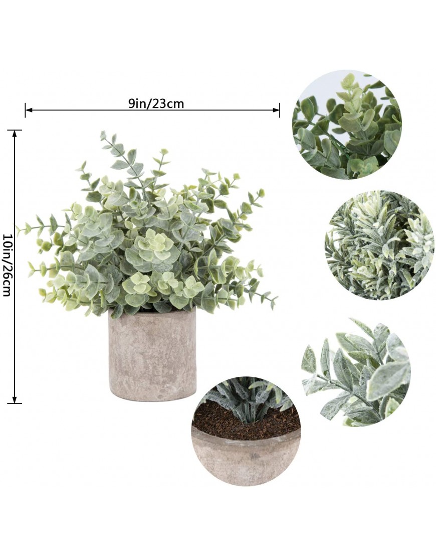 Der Rose 3 Pack Mini Potted Fake Plants Artificial Plastic Eucalyptus Plants for Home Office Desk Room Decoration