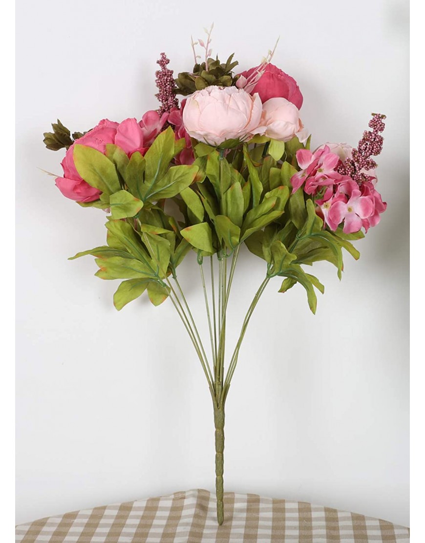Duovlo Fake Flowers Vintage Artificial Peony Silk Flowers Wedding Home Decoration,Pack of 1 Dark Pink