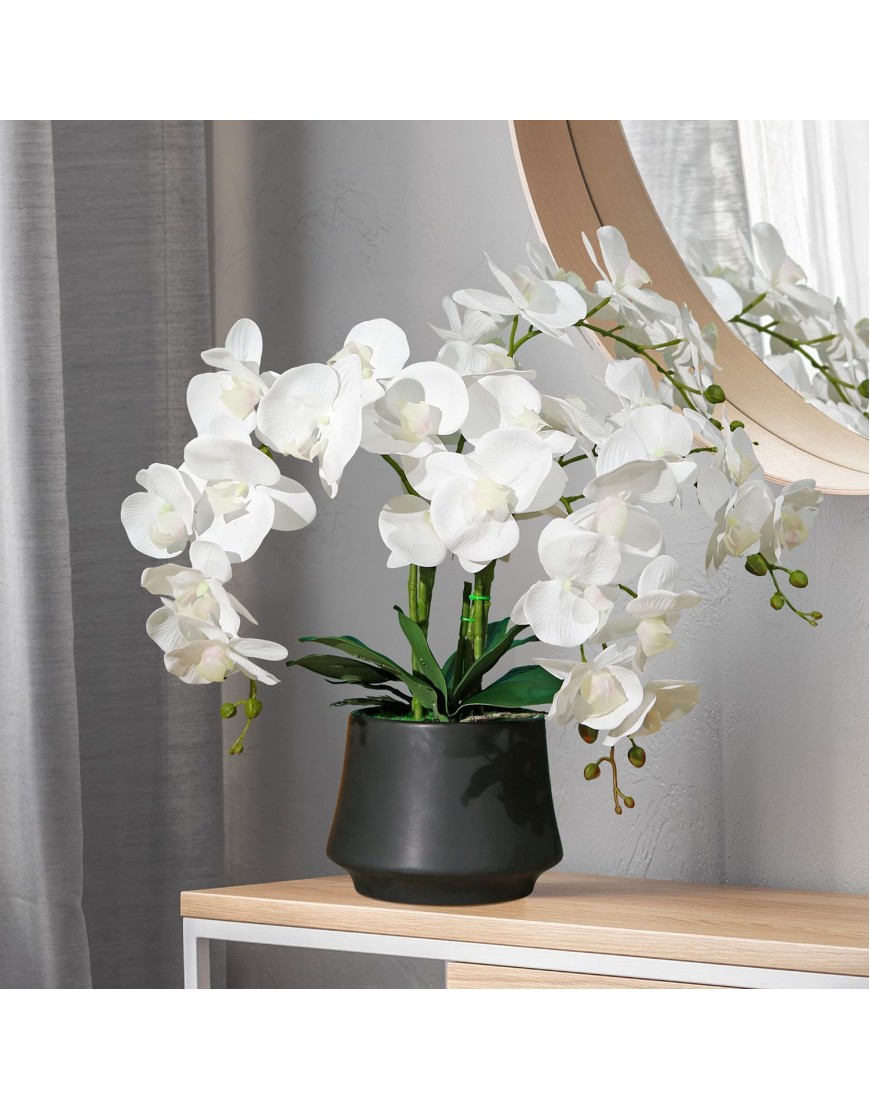 Fake Orchid White Orchids Artificial Flowers Faux Orchid Plant in Pot Orchid Decorations White Potted Flowers Bathroom Flower for Home Kitchen Table Centerpiece Living Room Ornaments