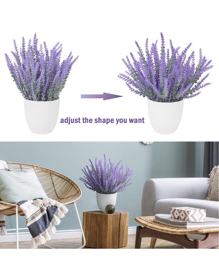 Fake Potted Plants Artificial Lavender Flowers Faux Plastic Plants for Indoor Outdoor Kitchen Garden Wedding Patio Porch Window Office Table Centerpieces Home Decor