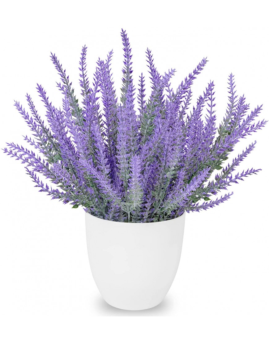 Fake Potted Plants Artificial Lavender Flowers Faux Plastic Plants for Indoor Outdoor Kitchen Garden Wedding Patio Porch Window Office Table Centerpieces Home Decor