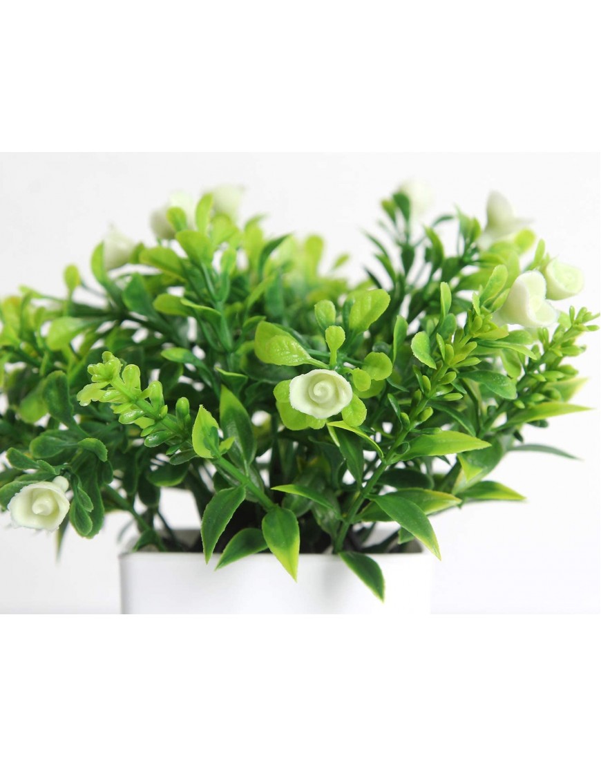 FEILANDUO Set of 2 Mini Potted Artificial Plants Plastic Fake Green Plant for Home Decor Office Desk Shower Room Decoration Faux Plants Indoor White Set of 2