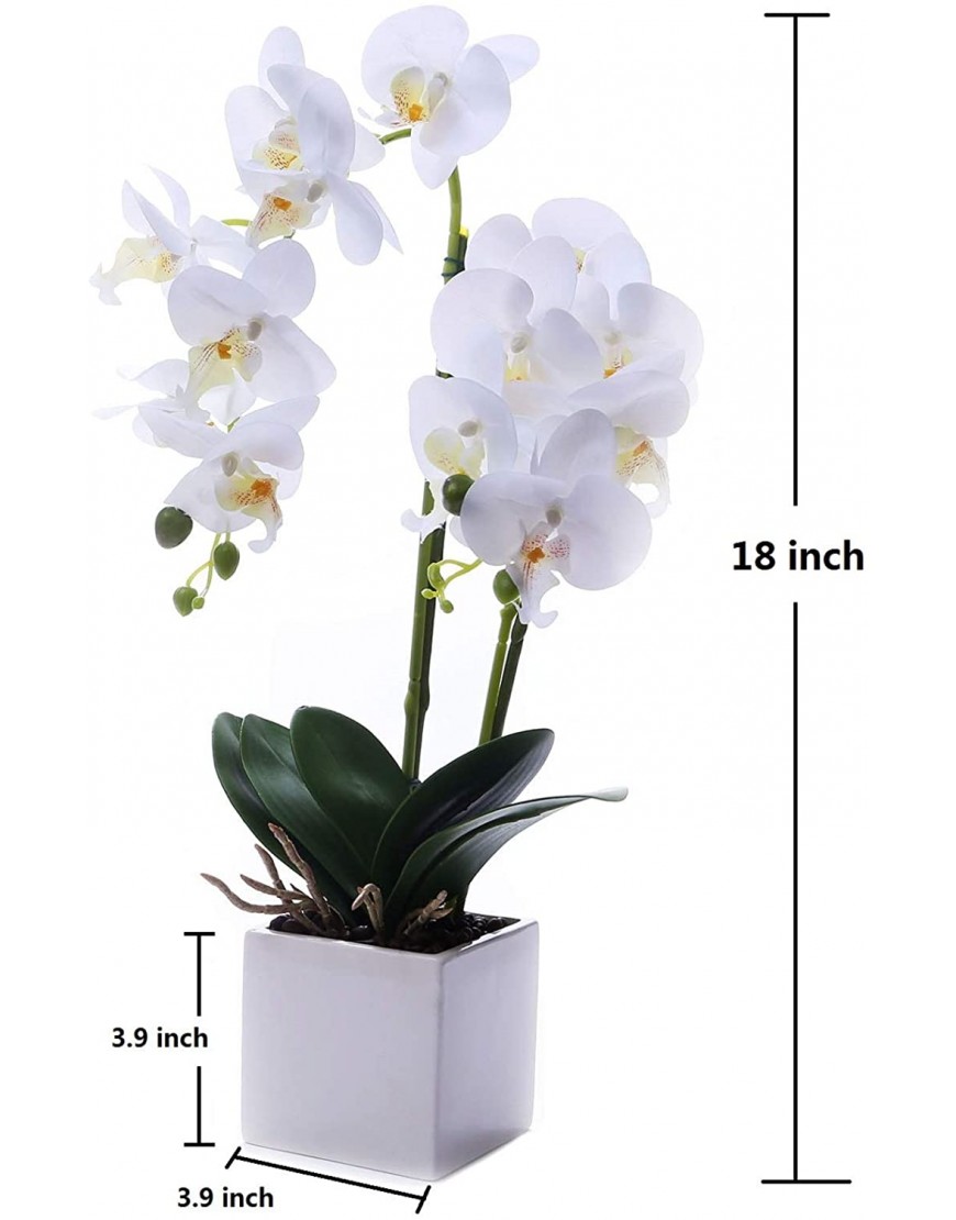 GXLMII Artificial Orchid with Vase Flowers for Kitchen Table Centerpieces Large Vivid Orchid Phalaenopsis White Orchid Plant Faux Orchids Flowers Indoor Room Decoration
