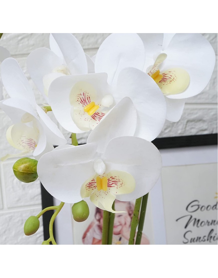 GXLMII Artificial Orchid with Vase Flowers for Kitchen Table Centerpieces Large Vivid Orchid Phalaenopsis White Orchid Plant Faux Orchids Flowers Indoor Room Decoration