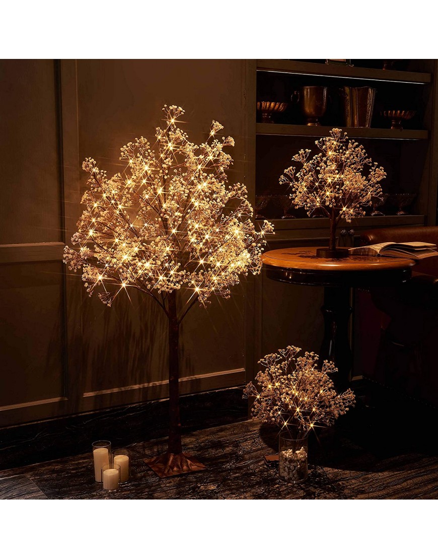 Hairui Lighted Gypsophila Tree 4FT 90 LED Artificial Baby Breath Flowers with Lights for Wedding Party Spring Easter Christmas Holiday Decoration
