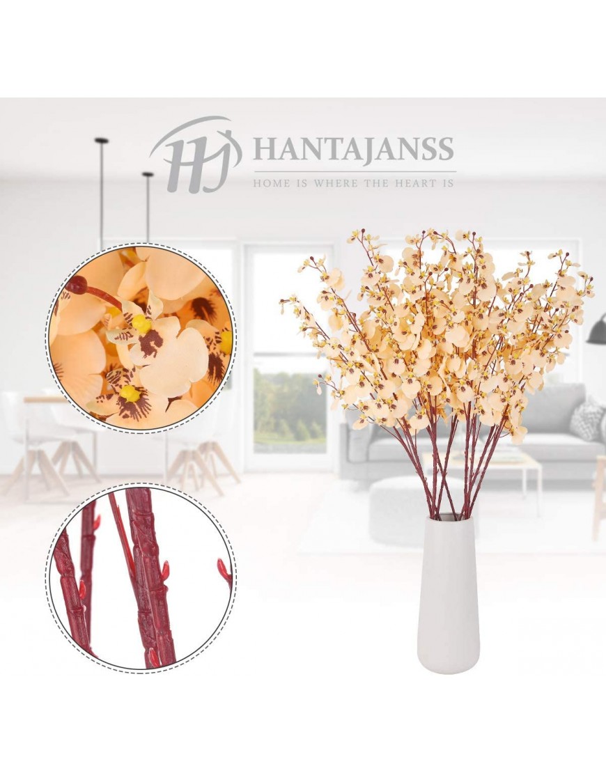 HANTAJANSS Artificial Orchids Silk Flowers 8 Pcs Orchids Silk Fake Flowers in Bulk Flowers Artificial for Indoor Outdoor Wedding Home Office Decoration Champagne