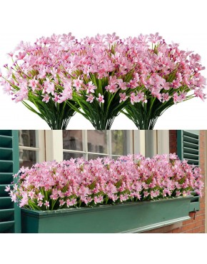 HAPLIA 8 Bundles Artificial Daffodils Flowers Fake Artificial Greenery UV Resistant No Fade Faux Plastic Plants for Wedding Bridle Bouquet Indoor Outdoor Home Garden Kitchen Office Table Vase Pink