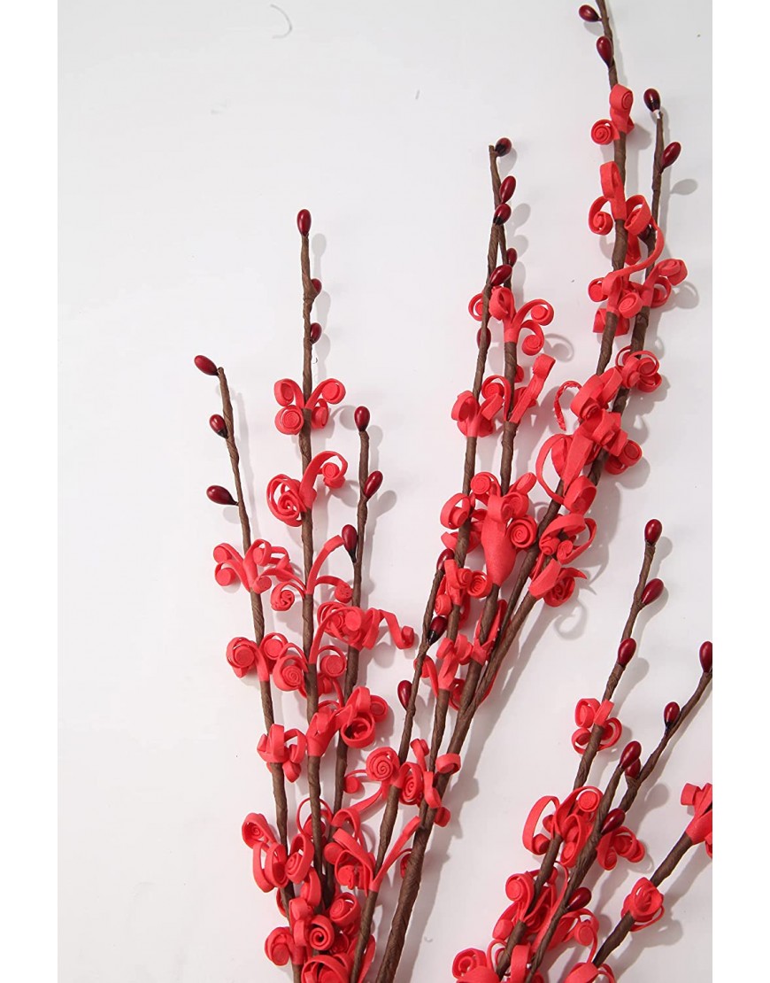 IVITA 10 Pcs 29.5“ Artificial Plants & Flowers Winter Jasmine Flowers Artificial Plant Faux Berries Fake Flower for Home Bedroom Kitchen Wedding Party Table Arrangement Decoration Red