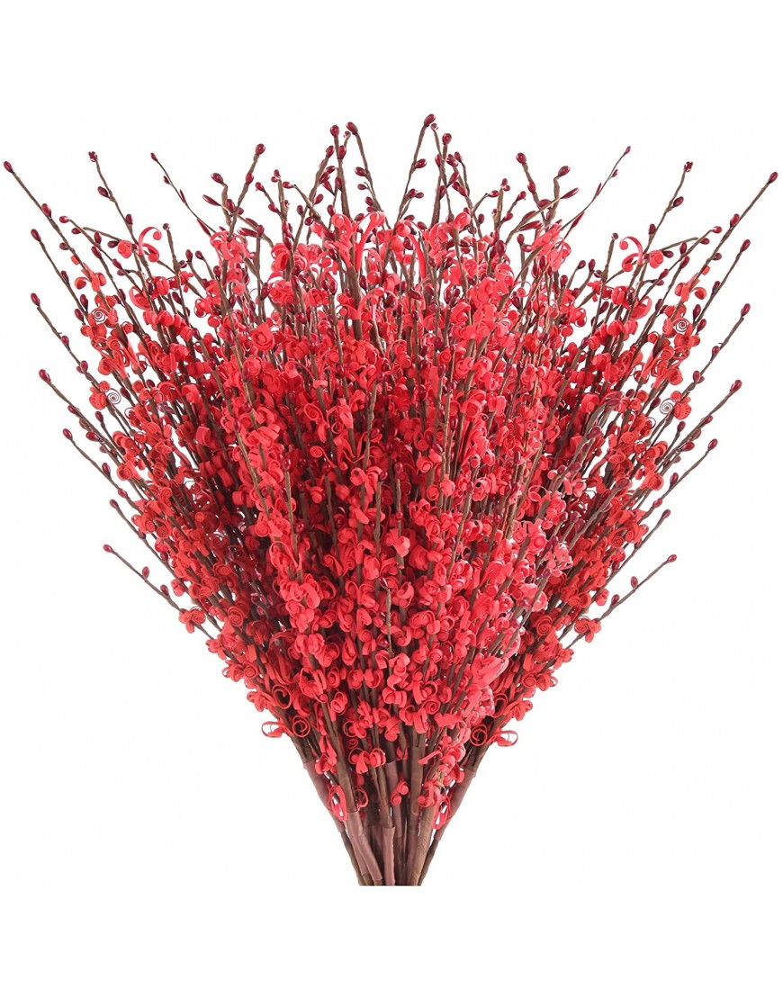 IVITA 10 Pcs 29.5“ Artificial Plants & Flowers Winter Jasmine Flowers Artificial Plant Faux Berries Fake Flower for Home Bedroom Kitchen Wedding Party Table Arrangement Decoration Red