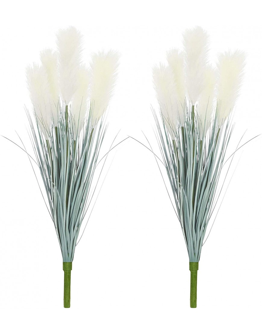LUEUR Artificial Greenery Plants with Reed Flowers 35.4" Faux Reed Grass Fake Shrubs Outdoor Plant Pampas Flowers Bouquet Wheat Grass for Floor Decorative Home Garden Wedding Decor 2 Bunches