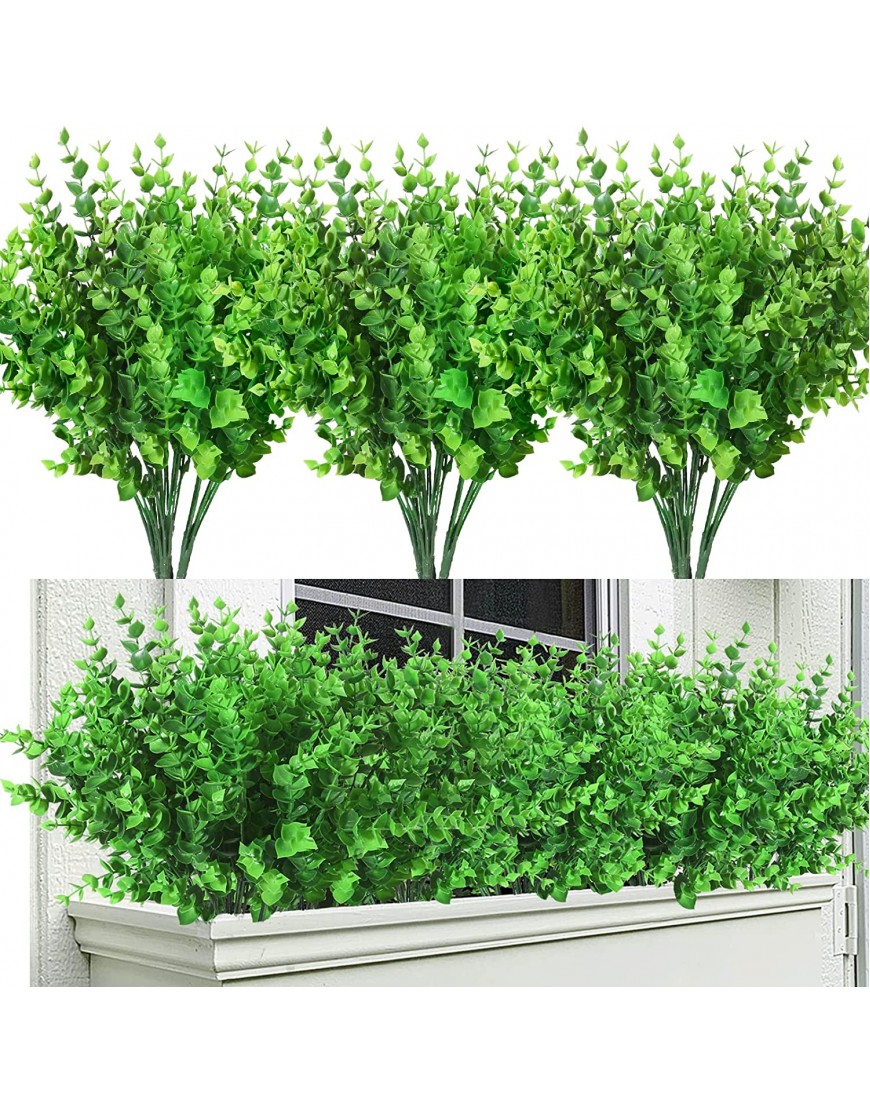 Momkids 6 Bundles Artificial Plants Flowers Outdoor Fake boxwood for Decoration never fade UV Resistant Greenery bushes for Home Balcony Patio Garden Farmhouse Decor