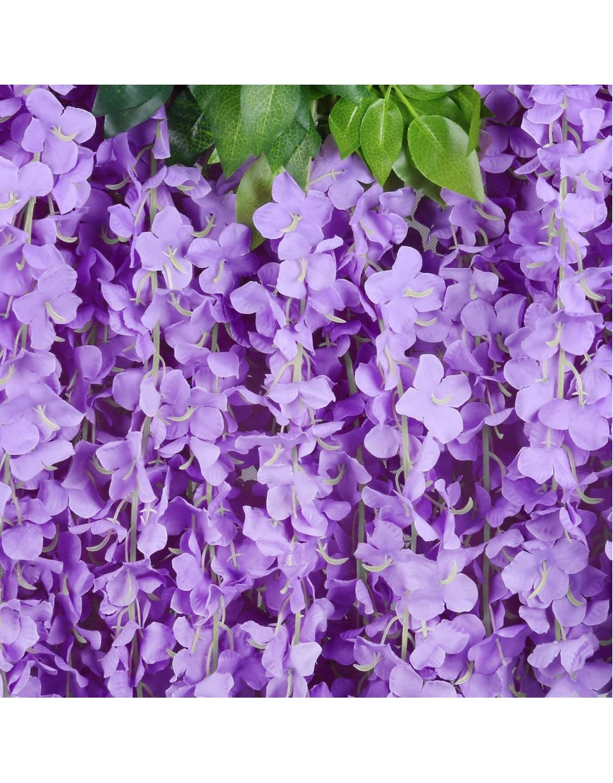 MYOYAY 24 Pack 3.6 Feet Artificial Fake Wisteria Flowers Artificial Wisteria Vine Ratta Fake Hanging Garland Silk Long Hanging Bush Wisteria String for Wedding Home Party Decor Purple