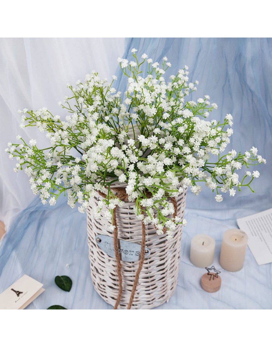 N&T NIETING Baby Breath Flowers Artificial 10Pcs Fake Gypsophila Plants for Wedding Bouquets Party Home Garden Decoration White