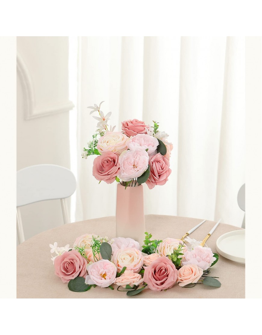 Pink Flowers Artificial for Decoration LECCER Silk Flowers Box DIY Wedding Arch Flowers,Handcrafted Peonies Artificial Flowers,Bridal Bouquets for Bride