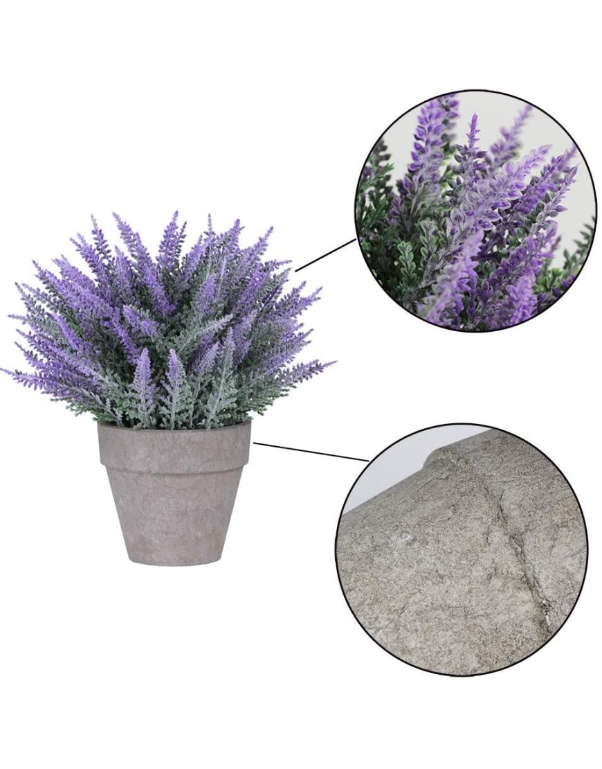 Set of 3 Artificial Lavender Flower Grass Arrangements in Pots Assorted Fake Mini Potted Plants for Farmhouse Kitchen Office Bathroom Table Centerpiece Rustic Country French Indoor Floral Decorations