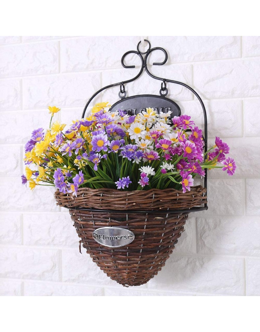 TEMCHY Artificial Daisies Flowers Outdoor UV Resistant 4 Bundles Fake Foliage Greenery Faux Plants Shrubs Plastic Bushes for Window Box Hanging Planter Farmhouse Indoor Outside DecorWhite